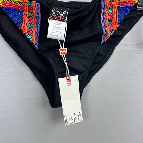 Billabong Zanzibar Tropical Side Tie Bikini Bottom Large Slim Coverage Beads - Picture 3 of 7
